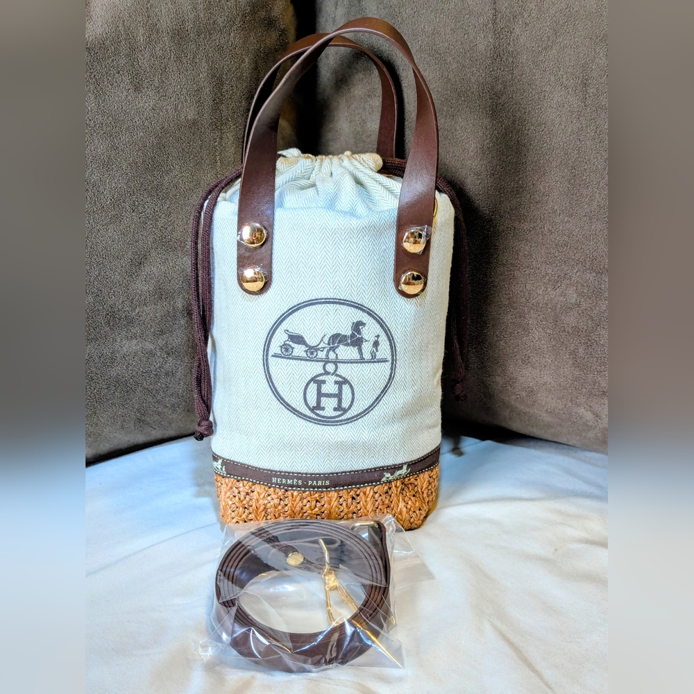 Beautiful Hermés Upcycled 2-Way Drawstring Pouch Bag